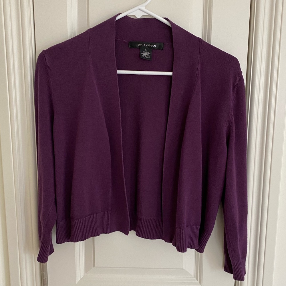 89th & Madison Deep Purple Knit Cardigan